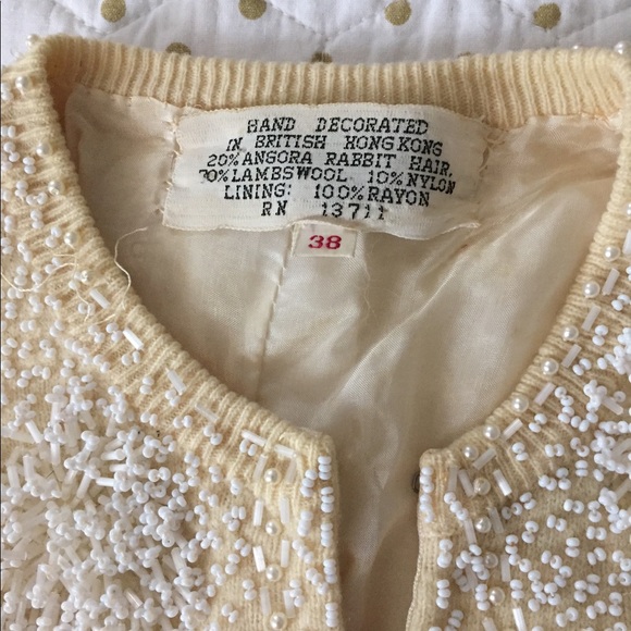 Vintage 1950’s Hand Beaded Wool Cardigan Size 38 - Picture 2 of 8